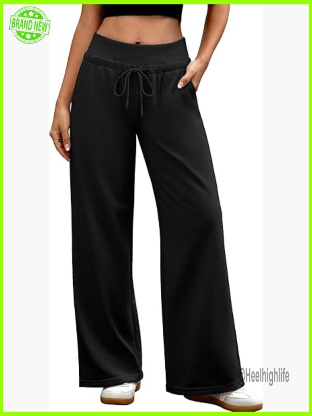 Wide Leg Sweatpants Low Rise Baggy Joggers Drawstring Athletic Pockets - Picture 1 of 7